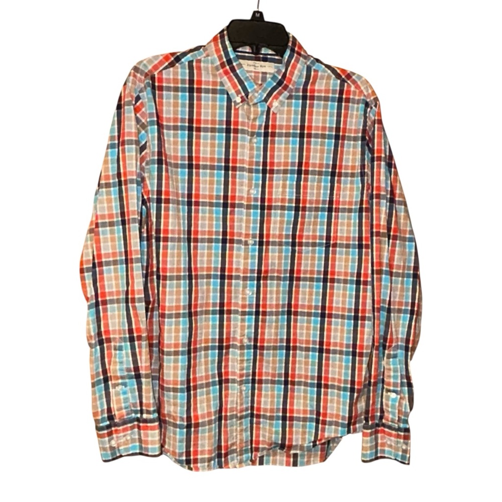 Hawker Rye Mens Slim Fit‎ Colorful Plaid Button Down Shirt Large Stretch Cotton